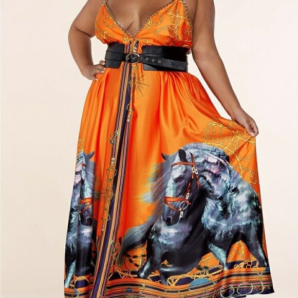 ❤️NEW L’atise by Amy Plus Size Stallion Print Maxi Dresses - Picture 7 of 13